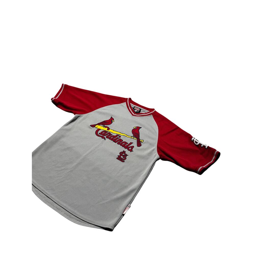 Stitches Baseball Jersey Mens M Gray Red St. Louis Cardinals Logo Short Sleeve - Picture 4 of 14